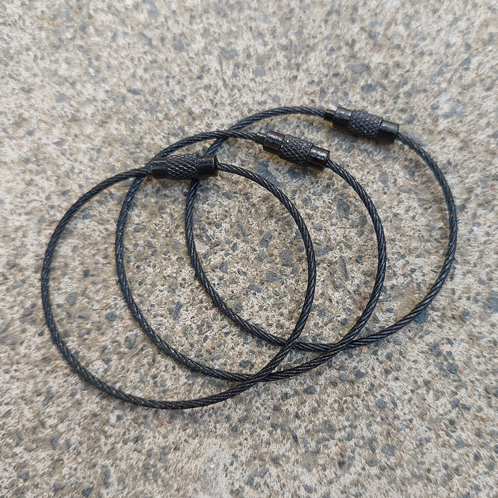 LoneLabs A&P Mechanics Stealth Black Steel Wire Keyring (3 pack)