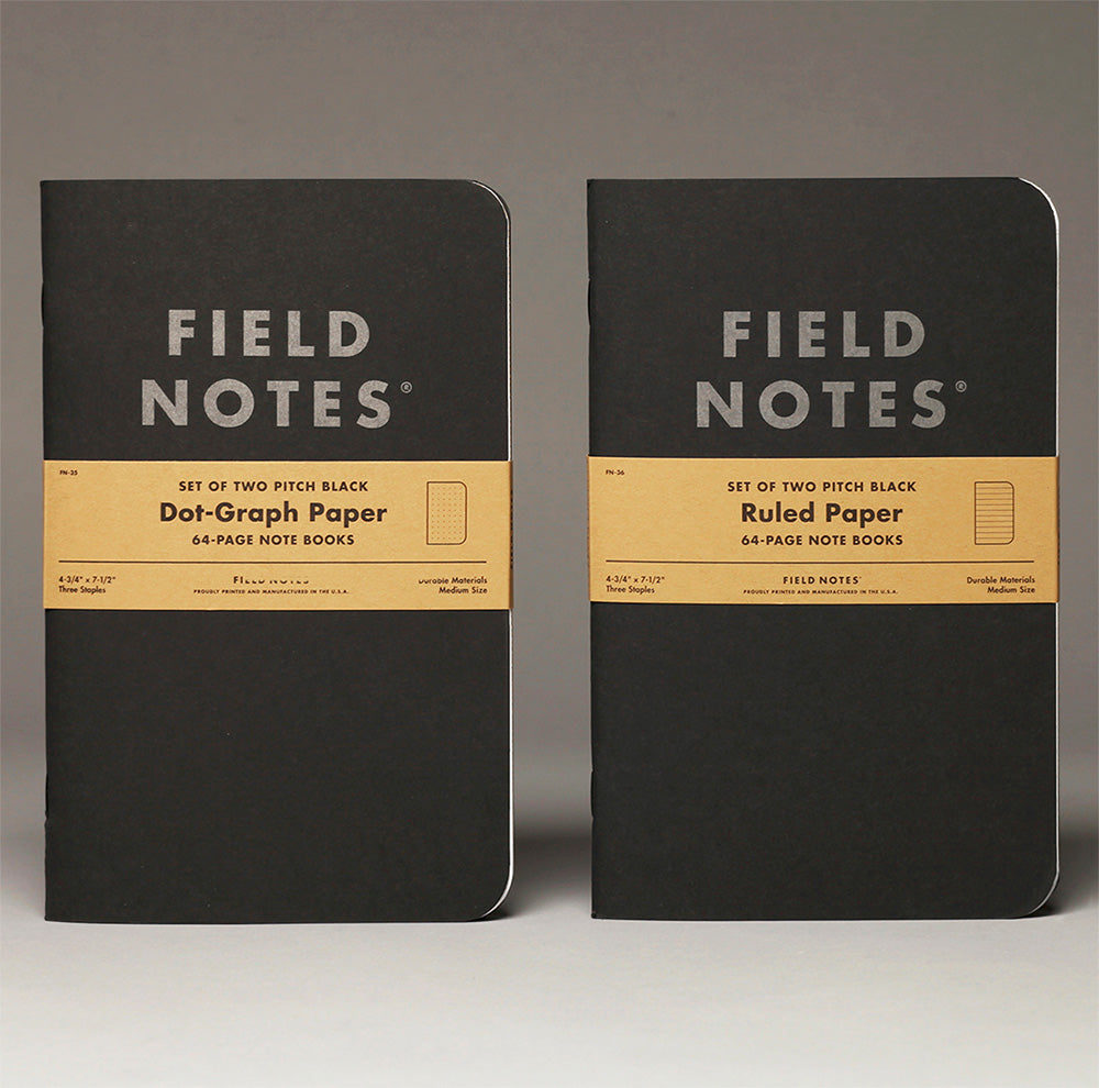 Field Notes Pitch Black - Notebooks LARGE (Pack of 2)
