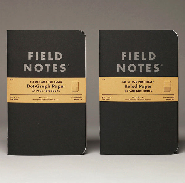 Field Notes Pitch Black - Notebooks LARGE (Pack of 2)   