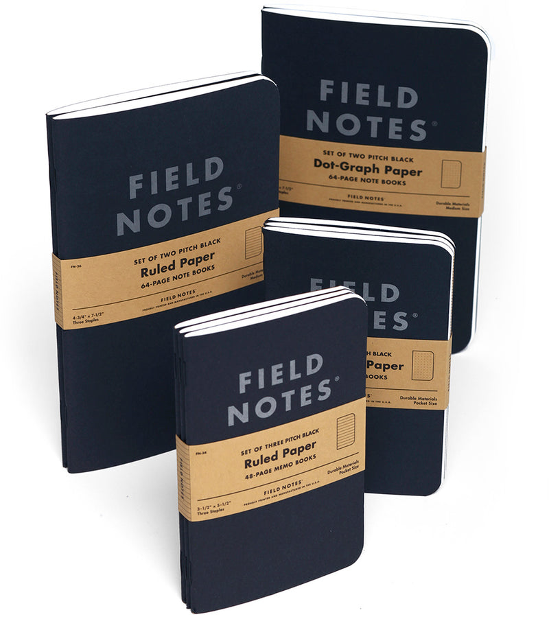 Field Notes Pitch Black - Notebooks LARGE (Pack of 2)   