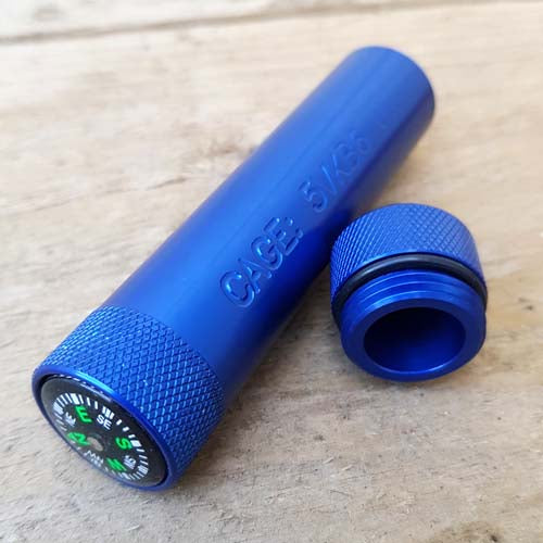 CountyComm Anodized Match / Compass Capsule XL (Blue)