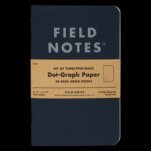 Field Notes Pitch Black - Dot Graph (Pack of 3)