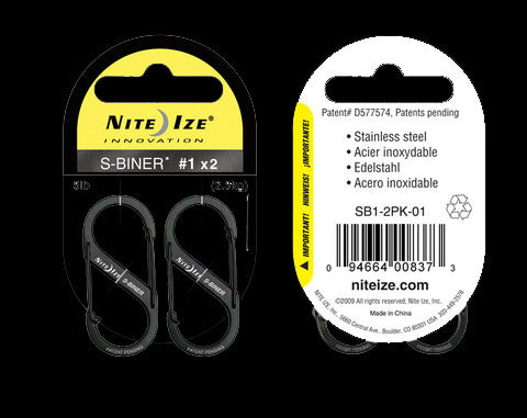 Nite-Ize S-Biner #1 Black 2 Pack (Small)