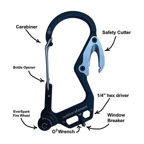 Outdoor Element Fire Escape Multitool Carabiner