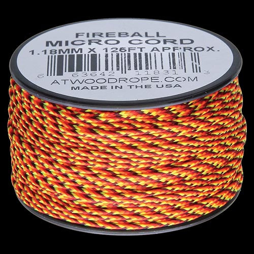Atwood-Rope Micro Cord 1.12mm - Fireball 125ft (Spool)
