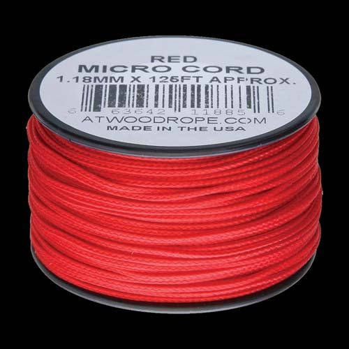 Atwood-Rope Micro Cord 1.12mm - Red 125ft (Spool)   