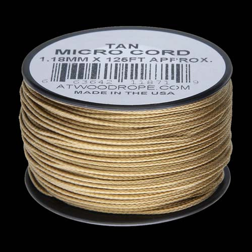Atwood-Rope Micro Cord 1.12mm - Tan 125ft (Spool)