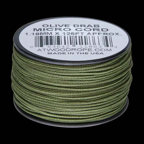 Atwood-Rope Micro Cord 1.12mm - OD Green 125ft (Spool)