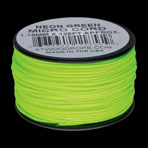 Atwood-Rope Micro Cord 1.12mm - Neon Green 125ft (Spool)
