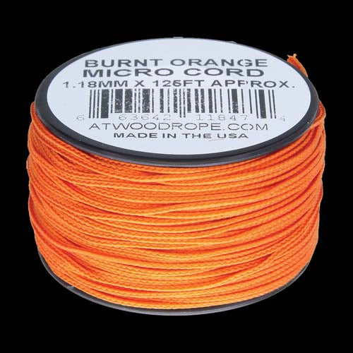 Atwood-Rope Micro Cord 1.12mm - Burnt Orange 125ft (Spool)