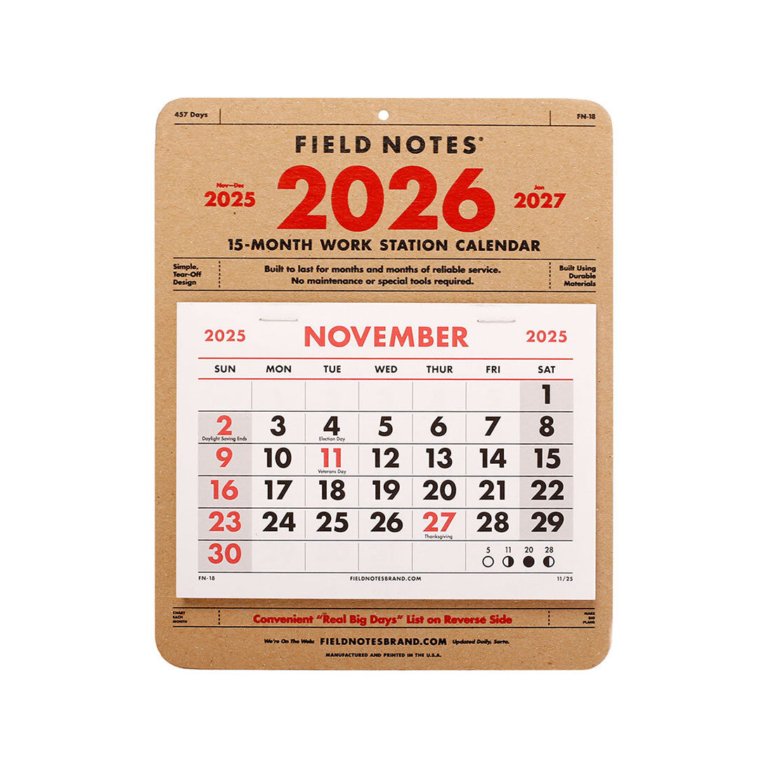 15-Month Work Station Calendar 2026
