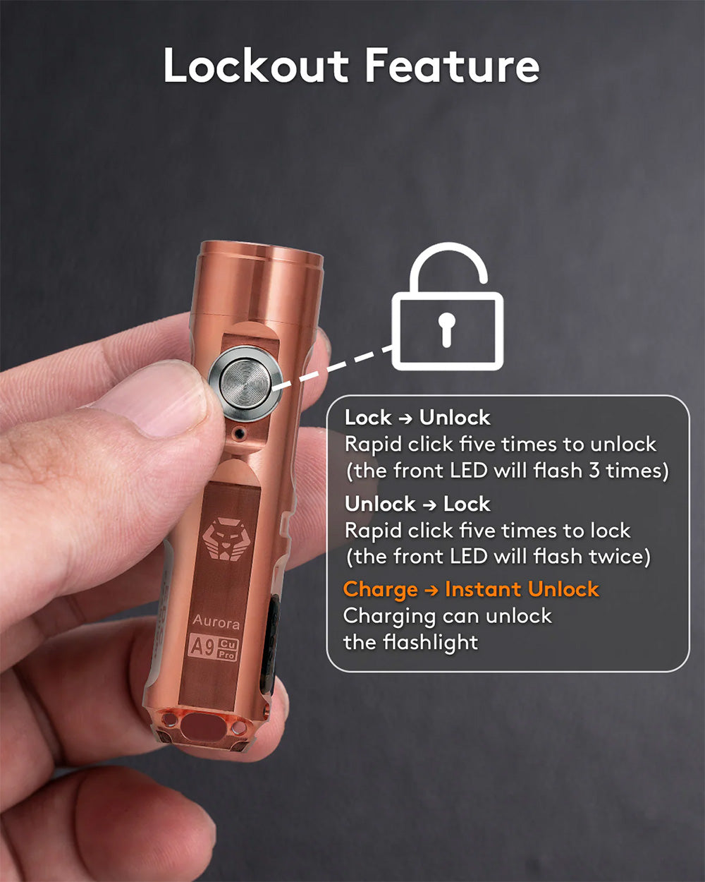 Tritium Rovyvon RovyVon Aurora A9 G4 Pro Copper Flashlight Tritium
