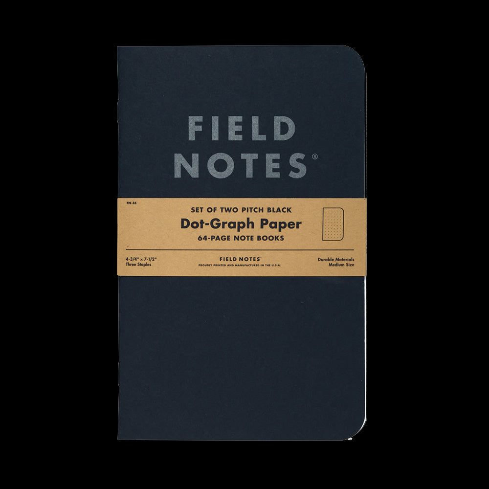 Field Notes Pitch Black Notebooks - Ruled or Graph LARGE