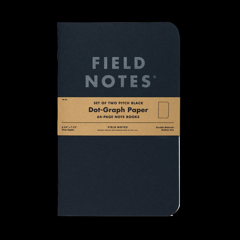 Field Notes Pitch Black - Notebooks LARGE (Pack of 2) Dot Graph  
