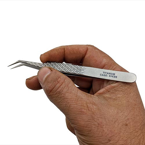 CountyComm Bent Pineapple Titanium Ultra Fine Tweezers   