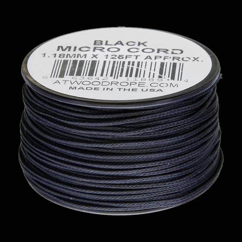 Atwood-Rope Micro Cord 1.12mm - Black 125ft (Spool)