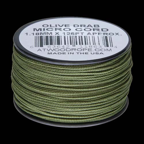 Atwood-Rope Micro Cord 1.12mm - OD Green 125ft (Spool)   